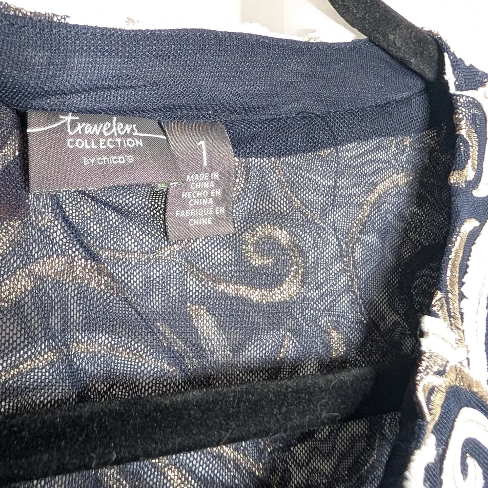 Chico's Travelers Collection Scrolled Bomber Jacket Size 1 - Picture 6 of 7